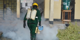 Fight against the COVID-19: Women Water and Environment Professionals in Cameroon disinfect a high school in Douala